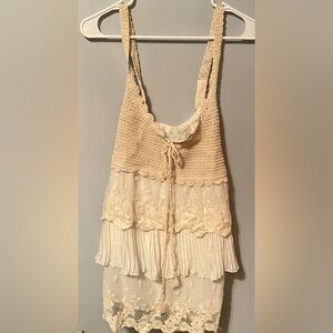 Lane Bryant Cream Lace Crochet Blouse